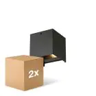 Doppelpack D'Lite Wandleuchte Elingen Aluminium Schwarz 4.9W 290lm - 830 Warmweiß | IP65 - Lichtsensor