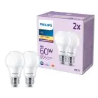 Mehrfachpackung 2x Philips Glühbirne LED E27 Birne Matt 8W 806lm - 827 Extra Warmweiß